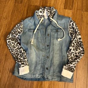 NWOT XL Jean jacket with leopard print by Sew in Love